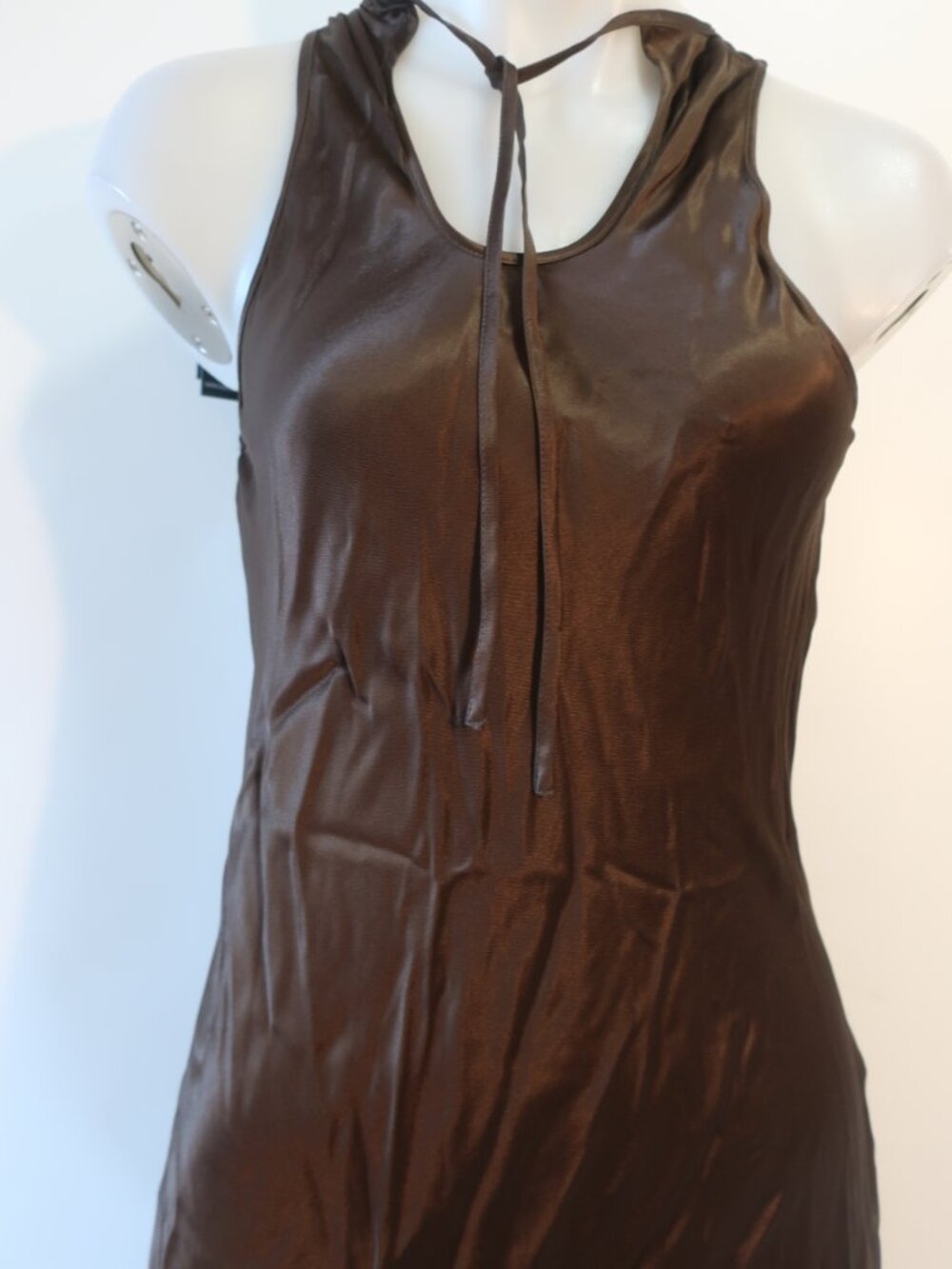 NWT Womens Rails Solene Moss Brown (Item- 67) Sleeveless Satin Midi Dress S - Picture 14 of 15